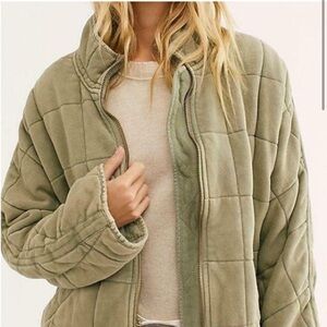 Free People Dolman Quilted Knit Jacket - Green - XS